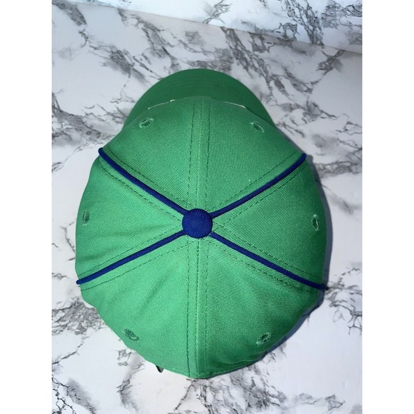 HTT Recycled Sprite Soda Logo Embroidered Blue Piping 6 Panel Fastner Cap Hat - Picture 5 of 12